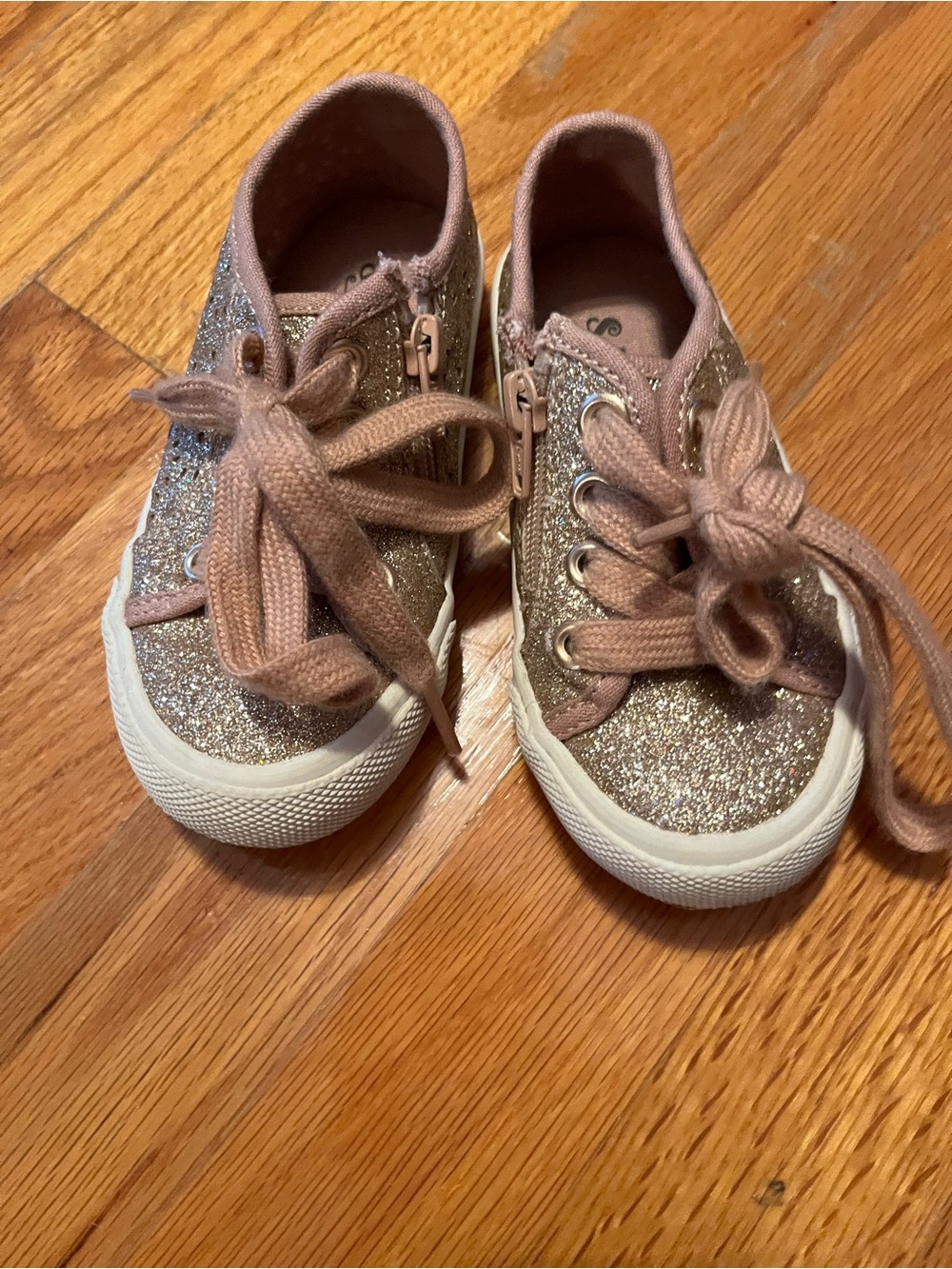 Self Esteem Kids Glitter Lace-Up Sneakers - Blush Pink and Gold